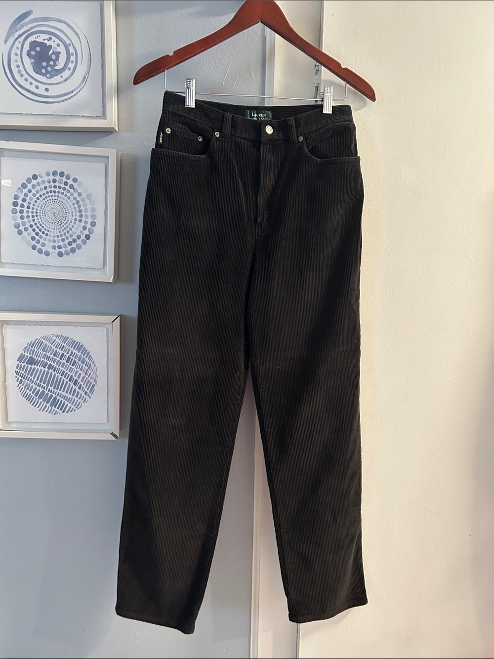 Lauren Ralph Lauren Vintage Black Corduroy High-Rise Boyfriend Pants Size 10